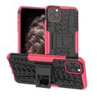 For iPhone 11 Pro Max Tire Texture TPU + PC Shockproof Case with Holder(Pink) - 1