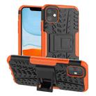 For iPhone 11 Tire Texture TPU + PC Shockproof Case with Holder(Orange) - 1