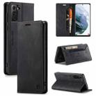 For Samsung Galaxy S21 5G AutSpace A01 Retro Skin-feel Crazy Horse Texture Horizontal Flip Leather Case with Holder & Card Slots & Wallet & RFID(Black) - 1