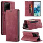 For Samsung Galaxy S20 Ultra AutSpace A01 Retro Skin-feel Crazy Horse Texture Horizontal Flip Leather Case with Holder & Card Slots & Wallet & RFID(Wine Red) - 1