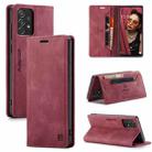 For Samsung Galaxy A72 5G / 4G AutSpace A01 Retro Skin-feel Crazy Horse Texture Horizontal Flip Leather Case with Holder & Card Slots & Wallet & RFID(Wine Red) - 1