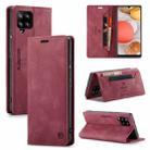 For Samsung Galaxy A42 5G AutSpace A01 Retro Skin-feel Crazy Horse Texture Horizontal Flip Leather Case with Holder & Card Slots & Wallet & RFID(Wine Red) - 1