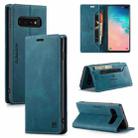 For Samsung Galaxy S10+ AutSpace A01 Retro Skin-feel Crazy Horse Texture Horizontal Flip Leather Case with Holder & Card Slots & Wallet & RFID(Blue) - 1
