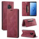 For Samsung Galaxy S9+ AutSpace A01 Retro Skin-feel Crazy Horse Texture Horizontal Flip Leather Case with Holder & Card Slots & Wallet & RFID(Wine Red) - 1