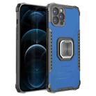 For iPhone 12 Pro Fierce Warrior Series Armor All-inclusive Shockproof Aluminum Alloy + TPU Protective Case with Ring Holder(Blue) - 1