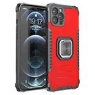 For iPhone 12 Pro Max Fierce Warrior Series Armor All-inclusive Shockproof Aluminum Alloy + TPU Protective Case with Ring Holder(Red) - 1