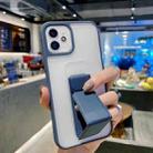 For iPhone 11 Skin Feel TPU + PC Shockproof Case with Wrist Strap Holder (Dark Blue) - 1