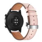 20mm Universal Butterfly Buckle Leather Watch Band, Style:Silver Buckle(Pink) - 7