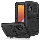 For Samsung Galaxy A32 4G R-JUST Waterproof Shockproof Dustproof Metal + Silicone Protective Case with Holder(Black) - 1