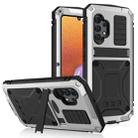For Samsung Galaxy A32 4G R-JUST Waterproof Shockproof Dustproof Metal + Silicone Protective Case with Holder(Silver) - 1