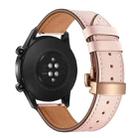 22mm Universal Butterfly Buckle Leather Watch Band, Style:Rose Gold Buckle(Pink) - 7