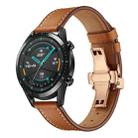 22mm Universal Butterfly Buckle Leather Watch Band, Style:Rose Gold Buckle(Brown) - 1