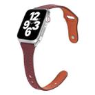 Universal T-shaped Thin Reverse Buckle Leather Watch Band For Apple Watch Ultra 49mm&Watch Ultra 2 49mm / Series 9&8&7 45mm / SE 3&SE 2&6&SE&5&4 44mm / 3&2&1 42mm(Coffee) - 1