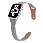 Universal T-shaped Thin Reverse Buckle Leather Watch Band For Apple Watch Ultra 49mm / Series 8&7 45mm / SE 2&6&SE&5&4 44mm / 3&2&1 42mm(Grey) - 1