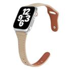 Universal T-shaped Thin Reverse Buckle Leather Watch Band For Apple Watch Ultra 49mm&Watch Ultra 2 49mm / Series 9&8&7 45mm / SE 3&SE 2&6&SE&5&4 44mm / 3&2&1 42mm(Beige) - 1