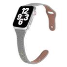 Universal T-shaped Thin Reverse Buckle Leather Watch Band For Apple Watch Series 8&7 41mm / SE 2&6&SE&5&4 40mm / 3&2&1 38mm(Grey) - 1