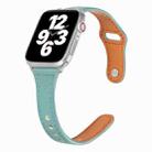 Universal T-shaped Thin Reverse Buckle Leather Watch Band For Apple Watch Series 8&7 41mm / SE 2&6&SE&5&4 40mm / 3&2&1 38mm(Green) - 1