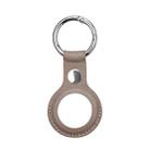 Anti-scratch Top-layer Cowhide Leather Case Cover with Switchable Keychain Ring for AirTag(Grey) - 1