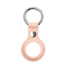 Anti-scratch Top-layer Cowhide Leather Case Cover with Switchable Keychain Ring for AirTag(Rose Pink) - 1