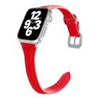 Universal T-shaped Thin Leather Watch Band For Apple Watch Series 7 45mm / 6 & SE & 5 & 4 44mm / 3 & 2 & 1 42mm(Red) - 1