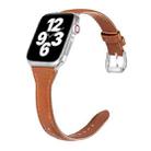 Universal T-shaped Thin Leather Watch Band For Apple Watch Ultra 49mm&Watch Ultra 2 49mm / Series 9&8&7 45mm / SE 3&SE 2&6&SE&5&4 44mm / 3&2&1 42mm(Dark Brown) - 1