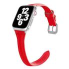 Universal T-shaped Thin Leather Watch Band For Apple Watch Series 7 41mm / 6 & SE & 5 & 4 40mm / 3 & 2 & 1 38mm(Red) - 1