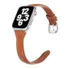 Universal T-shaped Thin Leather Watch Band For Apple Watch Series 7 41mm / 6 & SE & 5 & 4 40mm / 3 & 2 & 1 38mm(Dark Brown) - 1