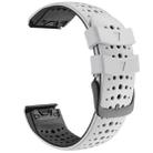 For Garmin Fenix 6 Two-color Silicone Round Hole Quick Release Watch Band(White Black) - 1