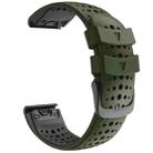 For Garmin Fenix 6 Two-color Silicone Round Hole Quick Release Watch Band(Army Green Black) - 1