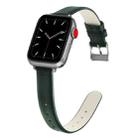 Leather Watch Band For Series 7 45mm / 6 & SE & 5 & 4 44mm / 3 & 2 & 1 42mm(Dark Green) - 1