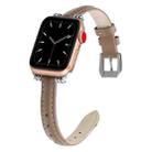 Sewing Thread Leather Watch Band For Apple Watch Ultra 49mm / Series 8&7 45mm / SE 2&6&SE&5&4 44mm / 3&2&1 42mm(Gray) - 1