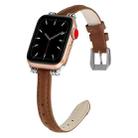 Sewing Thread Leather Watch Band For Apple Watch Ultra 49mm / Series 8&7 45mm / SE 2&6&SE&5&4 44mm / 3&2&1 42mm(Brown) - 1