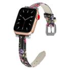 Sewing Thread Leather Watch Band For Apple Watch Series 8&7 41mm / SE 2&6&SE&5&4 40mm / 3&2&1 38mm(Pink Flower) - 1