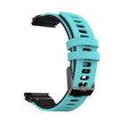 For Garmin Fenix 6X Two-color Silicone Quick Release Watch Band(Mint Green Black) - 1