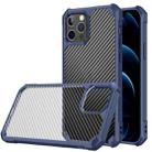 For iPhone 12 Pro Carbon Fiber Acrylic Shockproof Protective Case(Blue) - 1