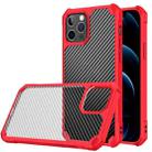 For iPhone 12 Carbon Fiber Acrylic Shockproof Protective Case(Red) - 1