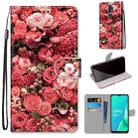 For OPPO A9 (2020) / A5 (2020) / A11X / A11 Coloured Drawing Cross Texture Horizontal Flip PU Leather Case with Holder & Card Slots & Wallet & Lanyard(Pink Rose Garden) - 1