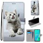 For OPPO A9 (2020) / A5 (2020) / A11X / A11 Coloured Drawing Cross Texture Horizontal Flip PU Leather Case with Holder & Card Slots & Wallet & Lanyard(Small Gray Cat) - 1