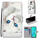 For OPPO A9 (2020) / A5 (2020) / A11X / A11 Coloured Drawing Cross Texture Horizontal Flip PU Leather Case with Holder & Card Slots & Wallet & Lanyard(White Kitten) - 1