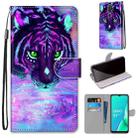 For OPPO A9 (2020) / A5 (2020) / A11X / A11 Coloured Drawing Cross Texture Horizontal Flip PU Leather Case with Holder & Card Slots & Wallet & Lanyard(Tiger Drinking Water) - 1