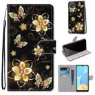 For OPPO A15 / A15s Coloured Drawing Cross Texture Horizontal Flip PU Leather Case with Holder & Card Slots & Wallet & Lanyard(Gold Diamond Butterfly) - 1