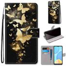 For OPPO A15 / A15s Coloured Drawing Cross Texture Horizontal Flip PU Leather Case with Holder & Card Slots & Wallet & Lanyard(Golden Butterfly Group) - 1