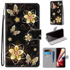 For OPPO Realme 5 / 5s / 5i / C3 / C3i / 6i / Narzo10 / 10A / 20A Coloured Drawing Cross Texture Horizontal Flip PU Leather Case with Holder & Card Slots & Wallet & Lanyard(Gold Diamond Butterfly) - 1