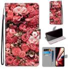 For OPPO Realme 5 / 5s / 5i / C3 / C3i / 6i / Narzo10 / 10A / 20A Coloured Drawing Cross Texture Horizontal Flip PU Leather Case with Holder & Card Slots & Wallet & Lanyard(Pink Rose Garden) - 1