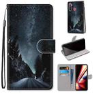 For OPPO Realme 5 / 5s / 5i / C3 / C3i / 6i / Narzo10 / 10A / 20A Coloured Drawing Cross Texture Horizontal Flip PU Leather Case with Holder & Card Slots & Wallet & Lanyard(Mountain Road Starry Sky) - 1