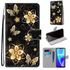 For OPPO Realme C15 / C12 / C25 / 7i (Global) / Narzo 20 / 30A Coloured Drawing Cross Texture Horizontal Flip PU Leather Case with Holder & Card Slots & Wallet & Lanyard(Gold Diamond Butterfly) - 1