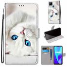 For OPPO Realme C15 / C12 / C25 / 7i (Global) / Narzo 20 / 30A Coloured Drawing Cross Texture Horizontal Flip PU Leather Case with Holder & Card Slots & Wallet & Lanyard(White Kitten) - 1