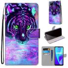 For OPPO Realme C15 / C12 / C25 / 7i (Global) / Narzo 20 / 30A Coloured Drawing Cross Texture Horizontal Flip PU Leather Case with Holder & Card Slots & Wallet & Lanyard(Tiger Drinking Water) - 1