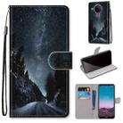 For Nokia 5.4 Coloured Drawing Cross Texture Horizontal Flip PU Leather Case with Holder & Card Slots & Wallet & Lanyard(Mountain Road Starry Sky) - 1