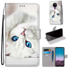 For Nokia 5.4 Coloured Drawing Cross Texture Horizontal Flip PU Leather Case with Holder & Card Slots & Wallet & Lanyard(White Kitten) - 1